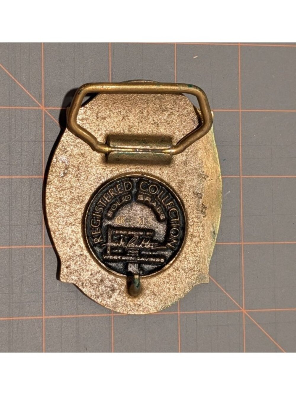 Vintage Arizona Solid Brass Belt Buckle Native American Design Suede Pouch - Picture 3 of 13